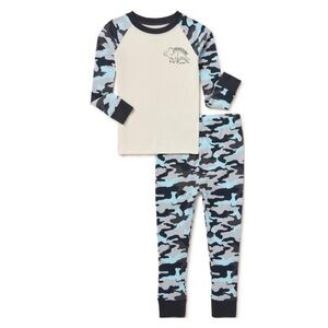 Wonder Nation Toddler Boys Cotton Long Sleeve Top Pajama Pants Set Size 4T